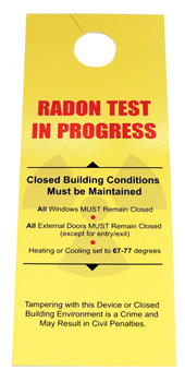Radon Test in Progress Door Hanger